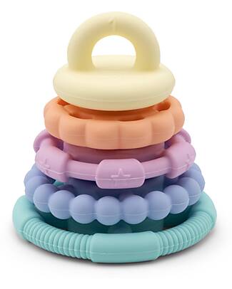 Jellystone Designs Stackable Toy and Teething Ring - Pastel - Food Grade Silicone Newborn Toys_
