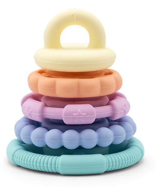 Jellystone Designs Stackable Toy and Teething Ring - Pastel - Food Grade Silicone Newborn Toys_
