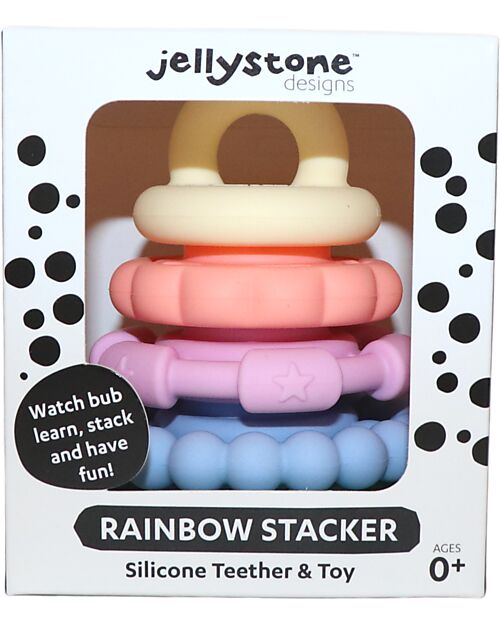 Jellystone Designs Stackable Toy and Teething Ring - Pastel - Food Grade Silicone Newborn Toys_