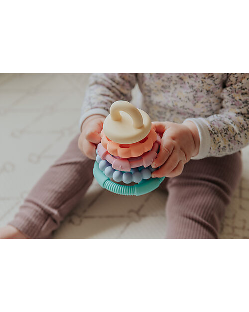 Jellystone Designs Stackable Toy and Teething Ring - Pastel - Food Grade Silicone Newborn Toys_
