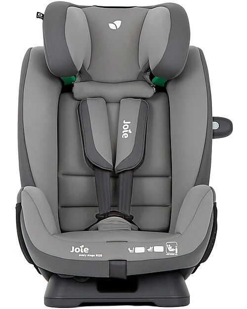 Joie Every Stage R129 Car Seat - Cobblestone - from Birth to 12 Years - 6 Position Reclining Car Seats Group 1/2/3