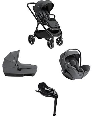 Joie Finiti Travel System - Stroller + Calmi R129 Carrycot + i-Level Pro Infant Car Seat + Encore Base - Ebony Trio and Duo Strollers