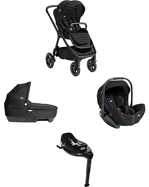 Joie Finiti Travel System - Stroller + Calmi R129 Carrycot + i-Level Pro Infant Car Seat + Encore Base - Eclipse Trio and Duo Strollers