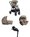 Joie Finiti Travel System - Stroller + Calmi R129 Carrycot + i-Level Pro Infant Car Seat + Encore Base - Sandstone Trio and Duo Strollers