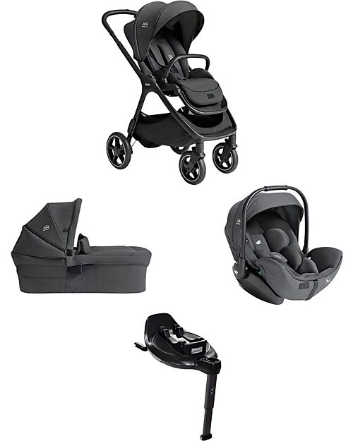 Joie Finiti Travel System - Stroller + Ramble XL Carrycot + i-Level Pro Infant Car Seat + Encore Base - Ebony Trio and Duo Strollers