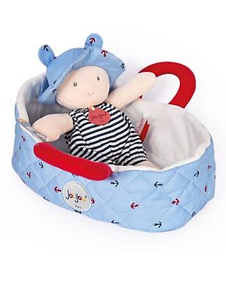 JoliJou Mathis Doll with Soft Cradle - 20cm - Marine Blue Dolls