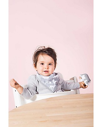 Jollein 2 pack Safari Bandana Bib, Stone Grey Waterproof Bibs