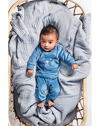 Jollein Baby Pants Velour, Teal - Organic Cotton Trousers