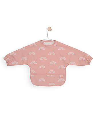 Jollein Bib Waterproof with Sleeves - Rainbow Blush Pink Burpy Bibs