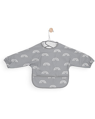 Jollein Bib Waterproof with Sleeves - Rainbow Grey Burpy Bibs