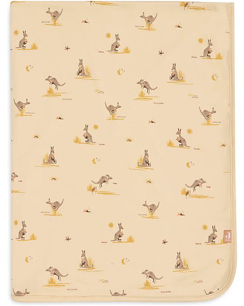 Jollein Blanket Cradle Jersey - 75x100 cm - Kangaroos - 100% Organic Cotton Blanket