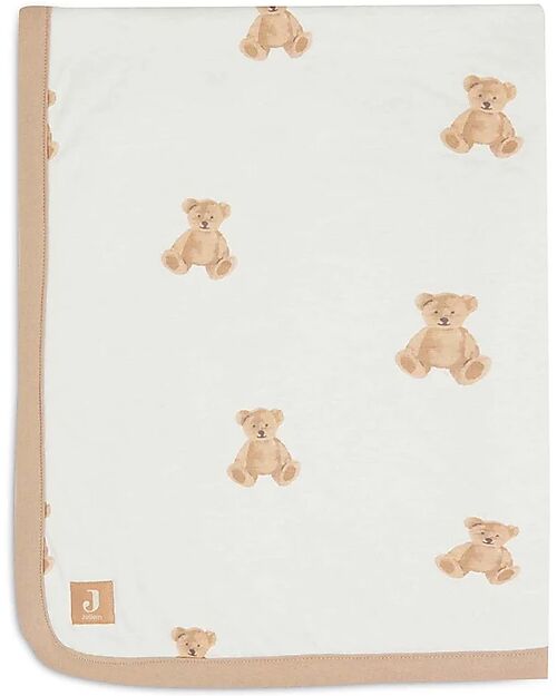 Jollein Blanket Cradle Jersey - 75x100cm - Teddy Bear - 100% Organic Cotton Blanket