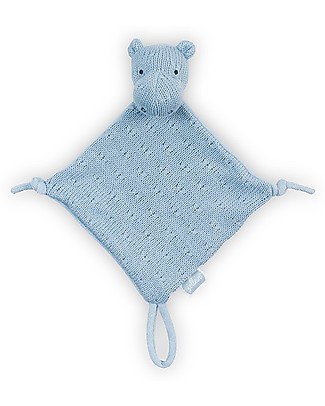 Jollein Blankie Soft Knit Hippo -17x17 cm- Blue Soft Toys