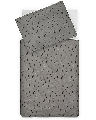 Jollein Cot Duvet Cover and Pillowcase Set - Spot Storm Grey - 100x140 cm - 100% cotton Duvet Sets