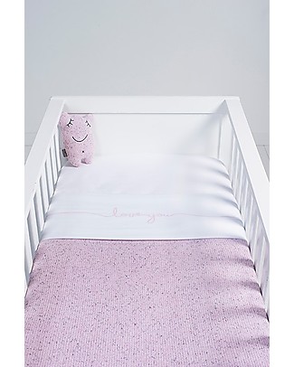 Jollein Cot Sheet Love You - Vintage Soft Pink - 120x150 cm - 100% cotton Bed Sheets