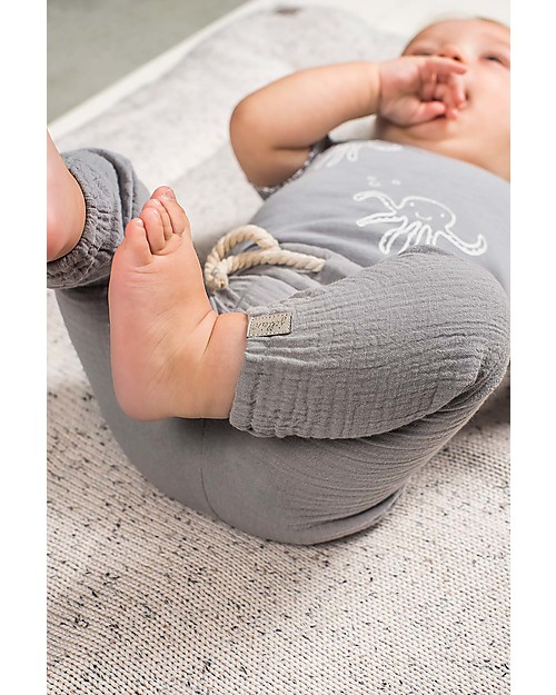 Jollein Cotton Wrinkled Pants, Grey Trousers