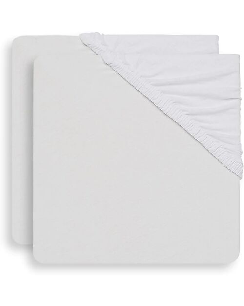 Jollein Fitted Sheet - 60x120cm - 100% Jersey Cotton - White - 2 Pack! Bed Sheets and Pillow Cases