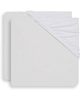 Jollein Fitted Sheet - 60x120cm - 100% Jersey Cotton - White - 2 Pack! Bed Sheets and Pillow Cases