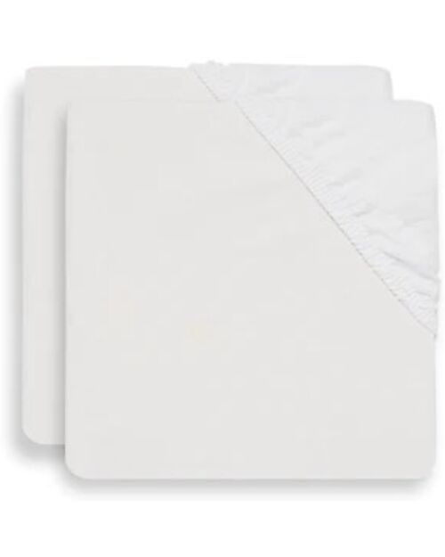 Jollein Fitted Sheet - 70x140cm - 100% Cotton - White - 2 Pack! Bed Sheets and Pillow Cases