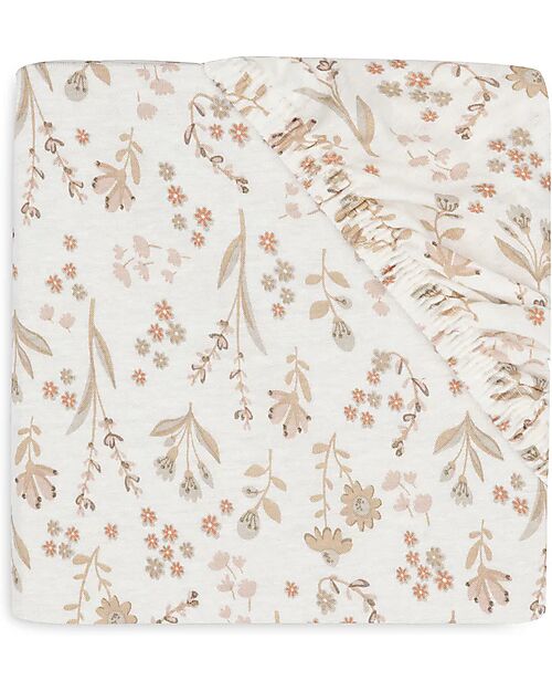 Jollein Fitted Sheet Jersey for Bed - 60x120cm - Bloomy - Cotton Bed Sheets and Pillow Cases