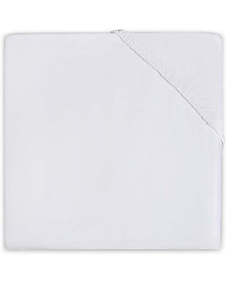 Jollein Fitted Sheet, White - 40x80 cm - 100% Cotton Cradle Bed Linen