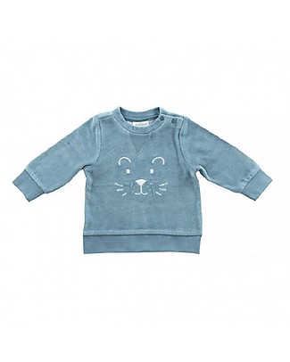 Jollein Little Lion Sweater Velour, Teal - Organic Cotton Sweatshirts