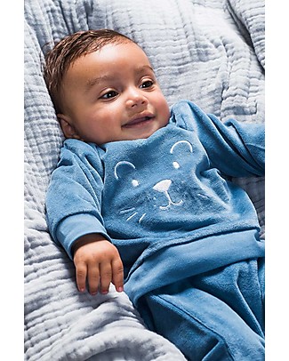 Jollein Little Lion Sweater Velour, Teal - Organic Cotton Sweatshirts