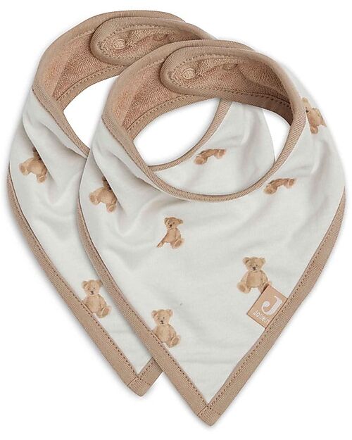 Jollein Set of 2 Bandana Bibs - Teddy Bear - GOTS Certification Bandana Bibs