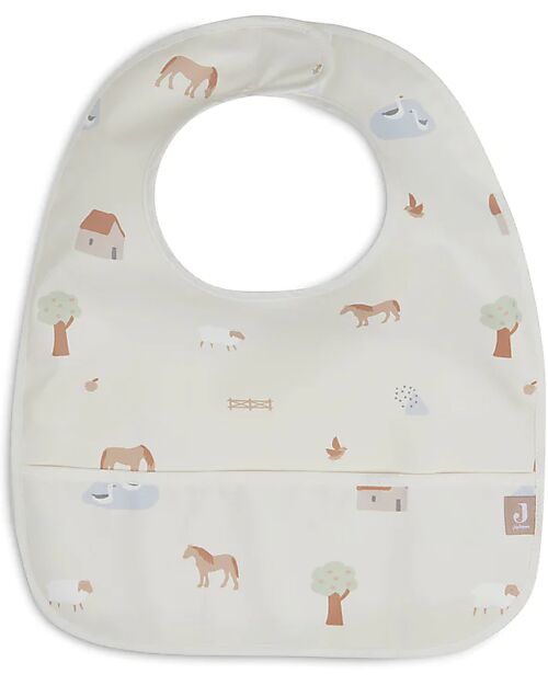 Jollein Set of 2 Waterproof Bibs - Farm - White Snap Bibs