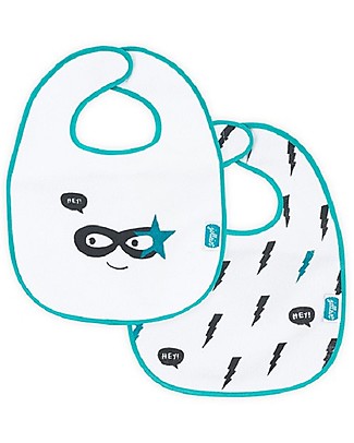 Jollein Set of 2 Waterproof Velcro Bib, Superheroes Waterproof Bibs