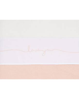 Jollein Sheet for Bed - 100% Cotton - 120x150cm - Love You - Pale Pink Bed Sheets and Pillow Cases