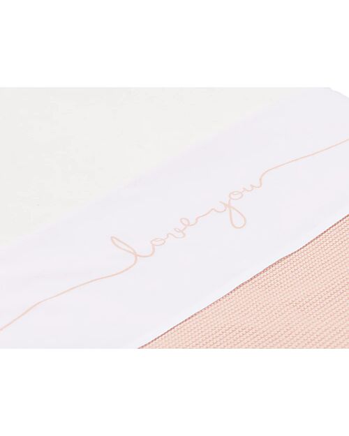 Jollein Sheet for Bed - 100% Cotton - 120x150cm - Love You - Pale Pink Bed Sheets and Pillow Cases