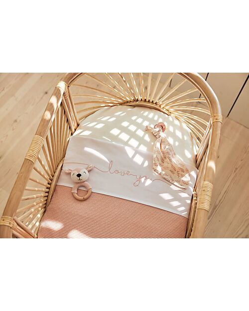 Jollein Sheet for Bed - 100% Cotton - 120x150cm - Love You - Pale Pink Bed Sheets and Pillow Cases