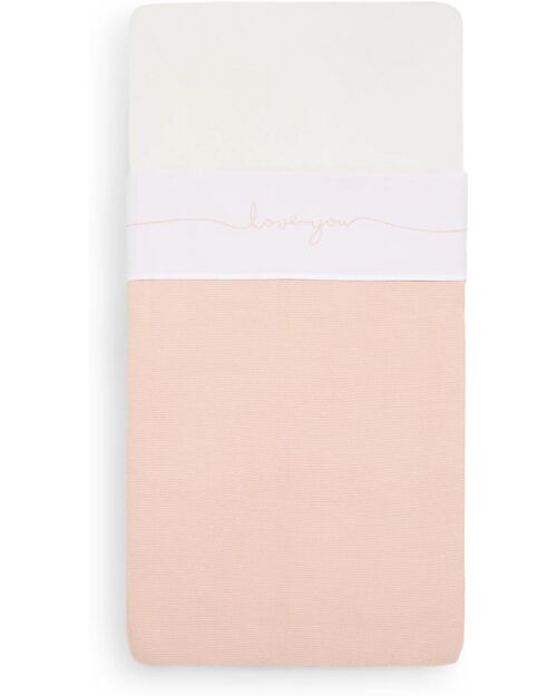 Jollein Sheet for Bed - 100% Cotton - 120x150cm - Love You - Pale Pink Bed Sheets and Pillow Cases