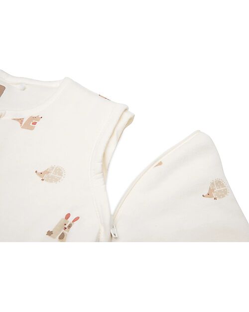 Jollein Sleeping Bag with Removable Sleeves - Animal Friends - 90 cm - TOG 2.5/3.5 Muslin Swaddle