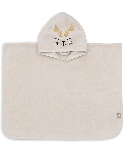 Jollein Terry Bath Poncho - Charlie the Cat - Sand - 65x62 cm Towels And Flannels