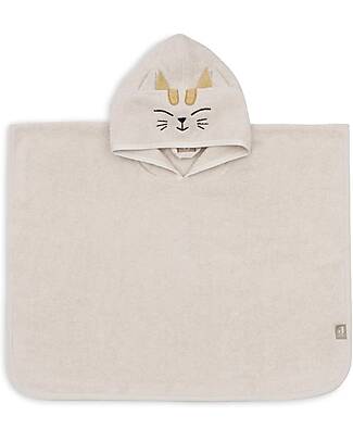 Jollein Terry Bath Poncho - Charlie the Cat - Sand - 65x62 cm Towels And Flannels