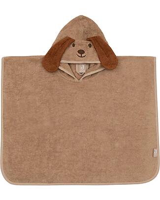 Jollein Terry Bath Poncho - Diego the Dog - Biscuit - 65x62 cm Towels And Flannels