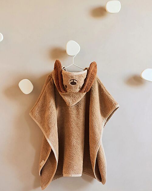 Jollein Terry Bath Poncho - Diego the Dog - Biscuit - 65x62 cm Towels And Flannels
