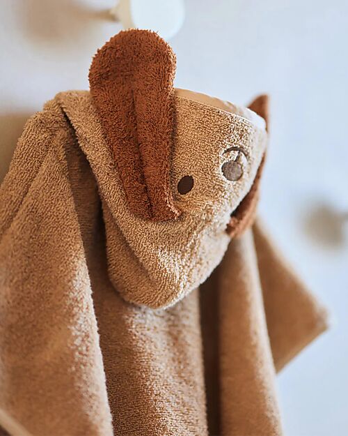 Jollein Terry Bath Poncho - Diego the Dog - Biscuit - 65x62 cm Towels And Flannels
