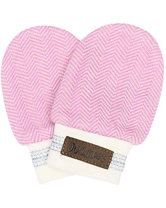 Juddlies Designs Baby Mittens Cottage Collection 0-3 Months, Sunset Pink - 100% Organic Cotton Gloves
