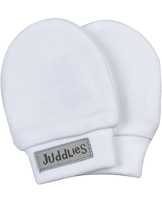 Juddlies Designs Baby Mittens Essential 0-3 Months, White - 100% Organic Cotton Gloves e Mittens