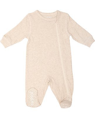 Juddlies Designs Breathe-Eze Babygrow with Non-Slip Feet, Oatmeal - 100% cotton, breathing and warm null
