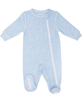 Juddlies Designs Breathe-Eze Babygrow with Non-Slip Feet, Pale Blue - 100% cotton, breathing and warm Pyjamas