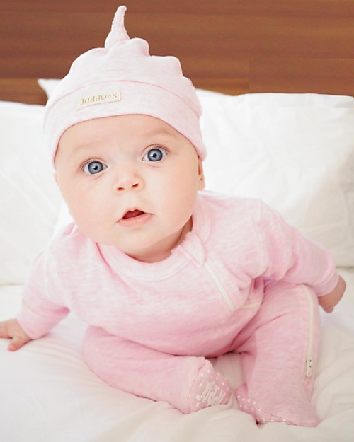 Juddlies Designs Breathe-Eze Babygrow with Non-Slip Feet, Pink - 100% cotton, breathing and warm Babygrows