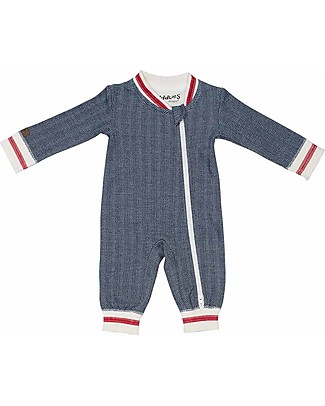 Juddlies Designs Cottage Playsuit, Lake Blue - 100% Organic Cotton Pyjamas