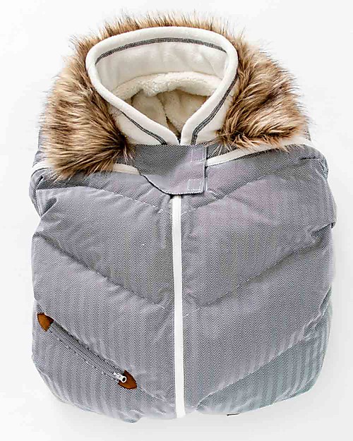 Juddlies Designs Infant Car Seat Cover, Herringbone Grigio Footmuffs