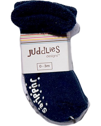 Juddlies Designs Non-skid Baby Sock, Set of 2 Pairs, White/Blue Socks