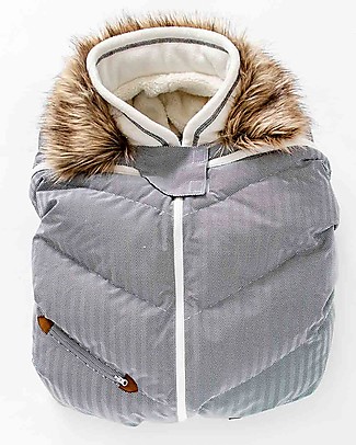 Juddlies Designs OUTLET Infant Car Seat Cover, Herringbone Grigio - Showroom Sample Footmuffs