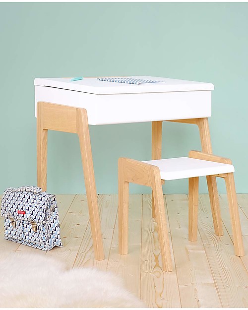 Jungle by Jungle My Little Pupitre, Wooden Children Desk - Bleached Oak/White - Ideal from 3 to 6 years! Desks